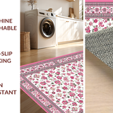 Ultra Soft Area Rug, Non Slip, Stain Resistant, Washable Area Rugs for Living Room, Bedroom, Serene Cottage Garden Look(White)