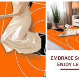 Ultra Soft Area Rug, Non Slip, Stain Resistant, Washable Area Rugs for Living Room, Bedroom, Energetic Playful Court Design(Orange)