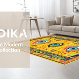 Ultra Soft Area Rug, Non Slip, Stain Resistant, Washable Area Rugs for Living Room, Bedroom, Traditional Mystic Symbolic Rug(Yellow)