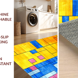 Ultra Soft Area Rug, Non Slip, Stain Resistant, Washable Area Rugs for Living Room, Bedroom, Colorful Modern Abstract Arrangement(Yellow)
