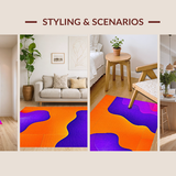 Ultra Soft Area Rug, Non Slip, Stain Resistant, Washable Area Rugs for Living Room, Bedroom, Radiant Color Burst Fluidity Concept(Orange)