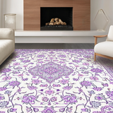 Ultra Soft Area Rug, Non Slip, Stain Resistant, Washable Area Rugs for Living Room, Bedroom, Serene Faded Floral Elements(Purple)
