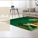 Ultra Soft Area Rug, Non Slip, Stain Resistant, Washable Area Rugs for Living Room, Bedroom, Vibrant Jungle Animal Motif(Green)