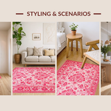 Ultra Soft Area Rug, Non Slip, Stain Resistant, Washable Area Rugs for Living Room, Bedroom, Modern Playful Pink Petal Design(Pink)