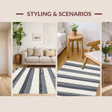 Ultra Soft Area Rug, Non Slip, Stain Resistant, Washable Area Rugs for Living Room, Bedroom, Stylish Contemporary Graphic Stripe Expression(White)