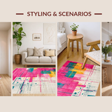Ultra Soft Area Rug, Non Slip, Stain Resistant, Washable Area Rugs for Living Room, Bedroom, Striking Modern Ombre Design(Pink)