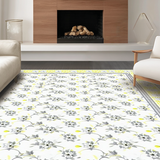 Ultra Soft Area Rug, Non Slip, Stain Resistant, Washable Area Rugs for Living Room, Bedroom, Rustic Gray and White Petals(Yellow)