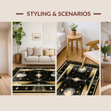 Ultra Soft Area Rug, Non Slip, Stain Resistant, Washable Area Rugs for Living Room, Bedroom, Chic Abstract Geometric Aesthetic(Gold)