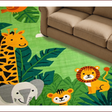 Ultra Soft Area Rug, Non Slip, Stain Resistant, Washable Area Rugs for Living Room, Bedroom, Charming Jungle Animal Aesthetic(Green)