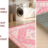 Ultra Soft Area Rug, Non Slip, Stain Resistant, Washable Area Rugs for Living Room, Bedroom, Sophisticated Rustic Floral Touch(Red)