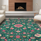 Ultra Soft Area Rug, Non Slip, Stain Resistant, Washable Area Rugs for Living Room, Bedroom, Radiant Vintage Ogee Design(Green)