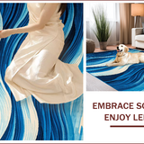 Ultra Soft Area Rug, Non Slip, Stain Resistant, Washable Area Rugs for Living Room, Bedroom, Bright Nautical Coastal Elegance(Blue)