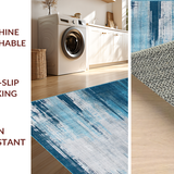 Ultra Soft Area Rug, Non Slip, Stain Resistant, Washable Area Rugs for Living Room, Bedroom, Rustic Neutral Watercolor Impression(Blue)