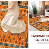 Ultra Soft Area Rug, Non Slip, Stain Resistant, Washable Area Rugs for Living Room, Bedroom, Bold Retro Ethnic Print Statement(Orange)
