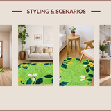 Ultra Soft Area Rug, Non Slip, Stain Resistant, Washable Area Rugs for Living Room, Bedroom, Artistic Mushroom L-Shaped Washable Kitchen Decor(Green)