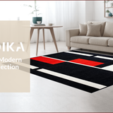 Ultra Soft Area Rug, Non Slip, Stain Resistant, Washable Area Rugs for Living Room, Bedroom, Sophisticated Linear Abstract Design(Black)
