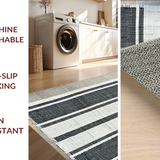 Ultra Soft Area Rug, Non Slip, Stain Resistant, Washable Area Rugs for Living Room, Bedroom, Black and White Striped Rug, Digital Print Design(Black)