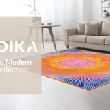 Ultra Soft Area Rug, Non Slip, Stain Resistant, Washable Area Rugs for Living Room, Bedroom, Dynamic Colorful Geometric Fusion(Orange)