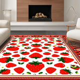Ultra Soft Area Rug, Non Slip, Stain Resistant, Washable Area Rugs for Living Room, Bedroom, Joyful Springtime Fruit and Bee Fusion(Red)