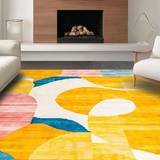 Ultra Soft Area Rug, Non Slip, Stain Resistant, Washable Area Rugs for Living Room, Bedroom, Striking Colorful Symmetrical Shapes(Yellow)