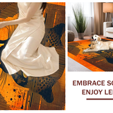Ultra Soft Area Rug, Non Slip, Stain Resistant, Washable Area Rugs for Living Room, Bedroom, Striking Orange Graphic Aesthetic(Orange)