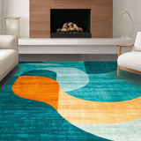 Ultra Soft Area Rug, Non Slip, Stain Resistant, Washable Area Rugs for Living Room, Bedroom, Chic Vibrant Color Block Arrangement(Blue)