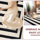 Ultra Soft Area Rug, Non Slip, Stain Resistant, Washable Area Rugs for Living Room, Bedroom, Rustic Neutral Geometric Composition(Black)