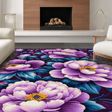 Ultra Soft Area Rug, Non Slip, Stain Resistant, Washable Area Rugs for Living Room, Bedroom, Sophisticated Round Floral Accent(Purple)
