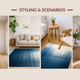 Ultra Soft Area Rug, Non Slip, Stain Resistant, Washable Area Rugs for Living Room, Bedroom, Abstract Gradient Striped Rug(Blue)