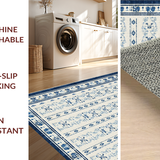 Ultra Soft Area Rug, Non Slip, Stain Resistant, Washable Area Rugs for Living Room, Bedroom, Bowknot Emblem Scallop Pattern Rug with Modern Preppy Ribbon Graphics(Blue)