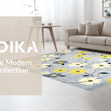 Ultra Soft Area Rug, Non Slip, Stain Resistant, Washable Area Rugs for Living Room, Bedroom, Cozy Textured Floral Arrangement(Gray)