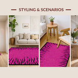 Ultra Soft Area Rug, Non Slip, Stain Resistant, Washable Area Rugs for Living Room, Bedroom, Playful Cartoon Animal Aesthetic(Pink)