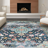 Distressed Retro Botanical Motif(Blue)