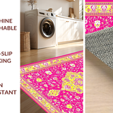 Ultra Soft Area Rug, Non Slip, Stain Resistant, Washable Area Rugs for Living Room, Bedroom, Cozy Earthy Toned Medallion(Pink)