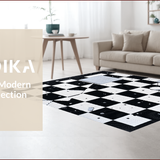 Ultra Soft Area Rug, Non Slip, Stain Resistant, Washable Area Rugs for Living Room, Bedroom, Soft Washable Kids Room Geometric Rug(Black)