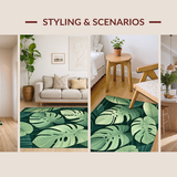 Ultra Soft Area Rug, Non Slip, Stain Resistant, Washable Area Rugs for Living Room, Bedroom, Rustic Tropical Inspiration Theme(Green)