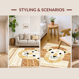 Ultra Soft Area Rug, Non Slip, Stain Resistant, Washable Area Rugs for Living Room, Bedroom, Colorful Scandinavian Animal Patterns(Beige)