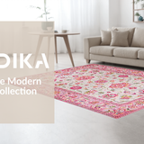 Ultra Soft Area Rug, Non Slip, Stain Resistant, Washable Area Rugs for Living Room, Bedroom, Elegant Soft Circle Design(Pink)
