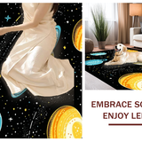 Ultra Soft Area Rug, Non Slip, Stain Resistant, Washable Area Rugs for Living Room, Bedroom, Lively Astronauts and Planets Concept(Orange)