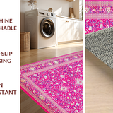 Ultra Soft Area Rug, Non Slip, Stain Resistant, Washable Area Rugs for Living Room, Bedroom, Cozy Pastel Medallion Aesthetic Rug(Pink)