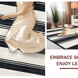 Ultra Soft Area Rug, Non Slip, Stain Resistant, Washable Area Rugs for Living Room, Bedroom, Sleek Dual-Tone Striped Runner Rug Featuring Repetitive Parallel Bands(Black)