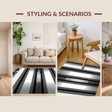 Ultra Soft Area Rug, Non Slip, Stain Resistant, Washable Area Rugs for Living Room, Bedroom, Elegant Striped Geometric Accent(Gray)