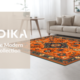 Ultra Soft Area Rug, Non Slip, Stain Resistant, Washable Area Rugs for Living Room, Bedroom, Contemporary Lattice Pattern Motif(Orange)