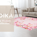 Ultra Soft Area Rug, Non Slip, Stain Resistant, Washable Area Rugs for Living Room, Bedroom, Trendy Youthful Round Floral Art(Pink)