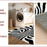 Ultra Soft Area Rug, Non Slip, Stain Resistant, Washable Area Rugs for Living Room, Bedroom, Safari Zebra Print Bedroom Faux Suede Area Rug(Black)