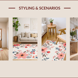 Ultra Soft Area Rug, Non Slip, Stain Resistant, Washable Area Rugs for Living Room, Bedroom, Neutral Floral Playroom Soft Faux Wool Area Carpet(Ivory)