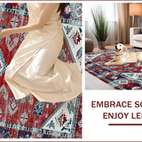 Ultra Soft Area Rug, Non Slip, Stain Resistant, Washable Area Rugs for Living Room, Bedroom, Vibrant Southwestern Symmetrical Motif(Red)