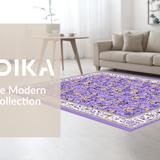 Ultra Soft Area Rug, Non Slip, Stain Resistant, Washable Area Rugs for Living Room, Bedroom, Elegant Purple Blossom Design(Purple)