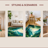 Ultra Soft Area Rug, Non Slip, Stain Resistant, Washable Area Rugs for Living Room, Bedroom, Whimsical Celestial Illustrative Design(Green)