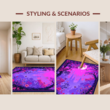 Ultra Soft Area Rug, Non Slip, Stain Resistant, Washable Area Rugs for Living Room, Bedroom, Whimsical Butterfly Moonlit Artwork(Purple)